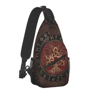 NEW Norse Mythology Viking Crossbody Bag Tree of Life Triquetra Chest Bag Unisex - Picture 1 of 45