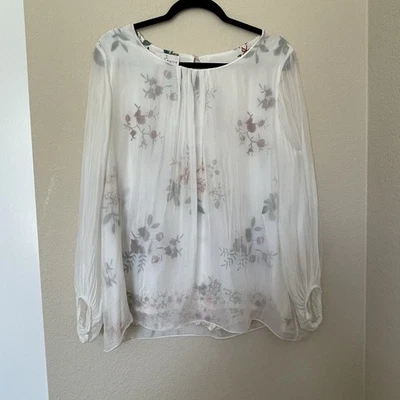 Blusa Boho Belle France Talla XL Seda Floral Bordada Cottagecore Femenina  Foto 1 de 4