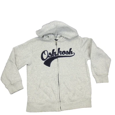 Oshkosh Bgosh Unisex Kids 6 Sweatshirt Hoodie Gray Fleece Lined Full Zip Pocket - Image 1 of 4
