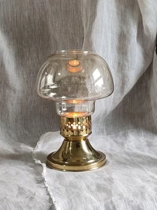 Vintage Brass Candle Holder Lamp Glass Shade MASON CONSTANT FLAME Sprung Holder - Picture 1 of 14