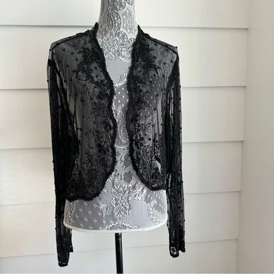 Vintage Scala Black Sheer Beaded Bolero Jacket size 3x - Image 1 of 4