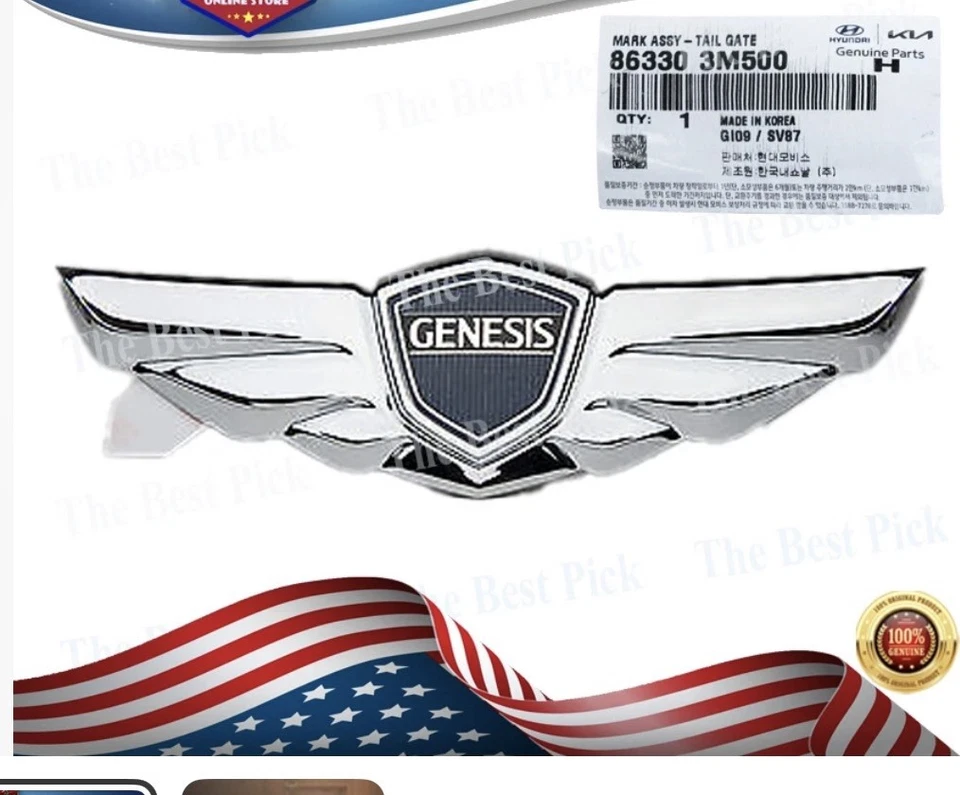 Emblema de alerón trasero genuino para Hyundai Genesis 2009-2014 863303M500 Foto 1 de 1