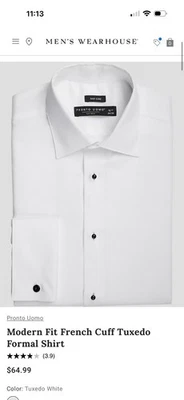 Men's Dress Tuxedo Shirt by Pronto Uomo Size 16 32/33 French Cuff Groom Formal - Image 1 of 4