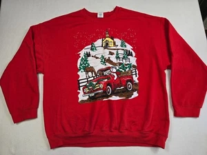 Vintage roter hässlicher Weihnachtspullover Sweatshirt Frosty der Schneemann 2XL Unisex - Bild 1 von 3