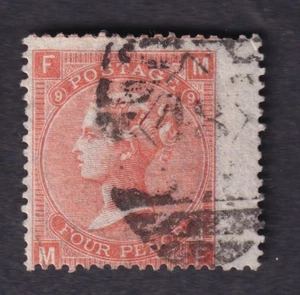 GB QV 1865/7 4d vermilion MF pl.8 SG94 good used small faults good colour - Picture 1 of 2