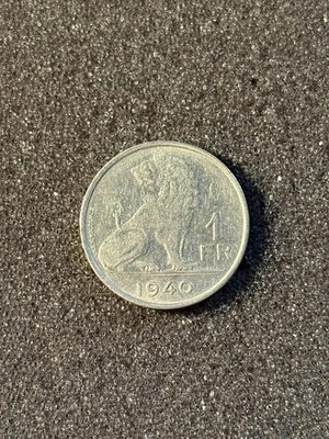 Moneda Bélgica 1940 1 Franco Un Franco León Belga Segunda Guerra Mundial Era Moneda Belga Foto 1 de 4
