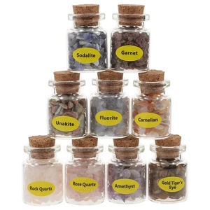 9pcs Bottles Crystal Wishing Stones in Bottles Wedding Home Wishing Bottles - Picture 1 of 12