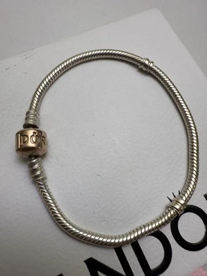 Pulsera Pandora Plata Y Oro Rosa Cierre Barril 18.5cm ALE R Foto 1 de 4