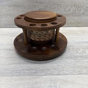 Humidor de tabaco Decatur de nogal vintage bote y soporte para pipa base giratoria - Imagen 1 de 14