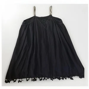 JODIFL Beaded Spaghetti Strap Tasseled Dress Black Size Medium Boho Summer - Picture 1 of 14