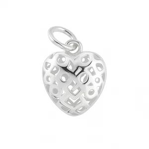 Ciondolo A Cuore In Argento Sterling Con Design Intagliato Lucido - Foto 1 di 8