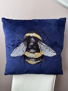 Blue Bumblebee Velvet Cushion - Picture 1 of 2