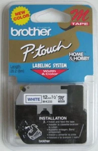 Brother MK233 M 12mm blue on white P-touch tape PT55 PT65 PT70 PT80 PT85 M233 - Picture 1 of 1
