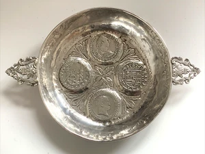 Antique Continental Silver Quaich Set 4 Spanish Silver Coins 1618-1822 ~ 253 Gms - Picture 1 of 19