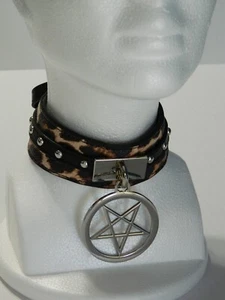 NEW Killstar Gothic Punk Pentacle Pentagram Leopard Leo CATNIP CHOKER Collar - Picture 1 of 7