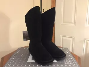 BEARPAW Women's Phylly Boot Suede Leather Slip On Boots, Black Size 11 NWT - Picture 1 of 12