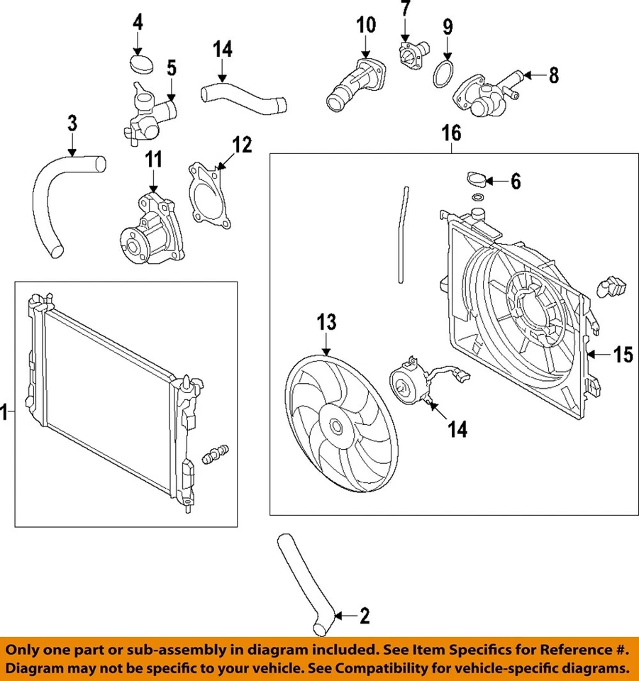 Componentes del radiador de refrigeración HYUNDAI OEM 17-21 Elantra GT - cuello de llenado 25329F3300 Foto 1 de 1