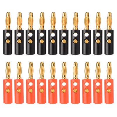 20pcs 4mm Connector Gold Plated Banana Audio Speaker Wire Cable Plugs Black Red - Image 1 of 4