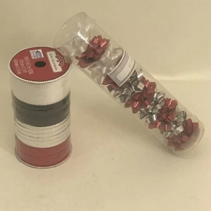 Gift Curling Ribbon 150ft Mixed Color & 10 Mini Bows Holiday Time Christmas RED - Picture 1 of 8