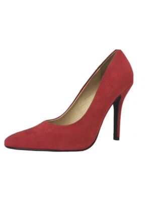 Tacones altos de gamuza sintética roja con punta Foto 1 de 4