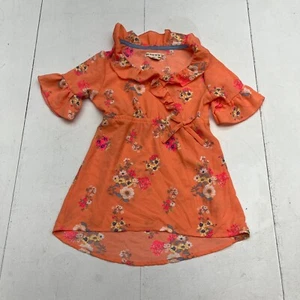 One Step Up Orange Ruffle Neck Cross Front Dress Girls Size Medium 5/6 - Picture 1 of 5
