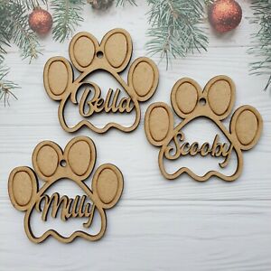 Baubles Personalised Dog Paw Names Christmas Tree Decoration Gifts B25