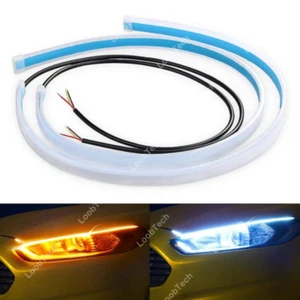 11.8" LED Strip Lights Yellow Turn Indicator Flexible Headlight DRL Strip Bar - Picture 1 of 16
