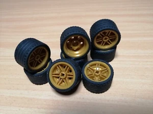 LEGO Technik 8 Stück Reifen 37 x 22 goldfarbene Felge / Technic - Bild 1 von 5