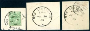 1909 GB London New Southgate N Skelettstempel x 3 auf Stück - Bild 1 von 1