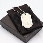 GUCCI Necklace Dog Tag Black Rubber Frame Sterling Silver 925 w/BOX F/S
