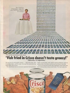 1964 Crisco Vintage Print Ad Blue Ribbon Winning Fried Fish Doesn't Taste Greasy - Picture 1 of 1