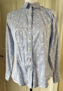 Talbots Button Down Shirt Wrinkle Free Polka Dots Womens Petite 4 Light Blue - Picture 1 of 8