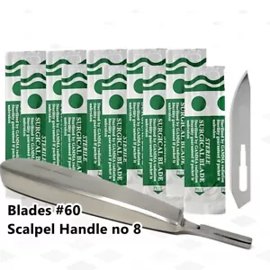 50 Pcs Scalpel Blades #60 Sterile Post Mortem Surgical Dental ENT Inst German Gr - Picture 1 of 7