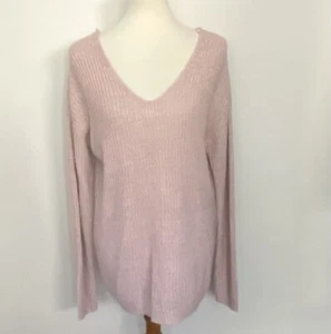 SO Women's Knit Tunic Top Pale Pink Criss Cross Back Stretch Pullover Size LG - Picture 1 of 9