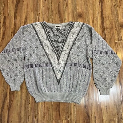 Vintage Mondo Italy Size S48 Gray Multi Knit Sweater (Vintage See Measurements) - Image 1 of 4