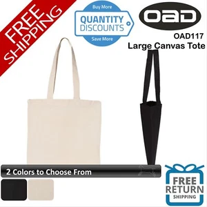 🔥 4 Pack OAD Large 6 oz 100% cotton canvas Tote Bag fabric handles OAD117 - Picture 1 of 7