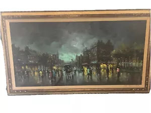 Antonio DeVity Large Oil Painting Original Studio Stamped Parisian Streets LARGE - Picture 1 of 11