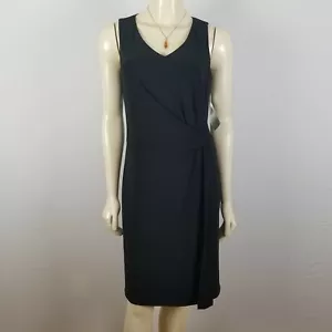 Jones New York ärmelloses schwarzes Faux Wickel Karriere Kleid - Bild 1 von 9