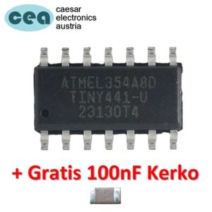 ATtiny441-SSUR ATtiny 4KB 16MHz SOIC-14 85°C [1~100 Stück/piece] - Bild 1 von 4