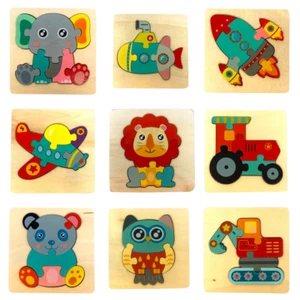 Wooden Zoo Animals Plane Jigsaw Puzzle Baby Kids Montessori Learning Toy Gift - Picture 1 of 23