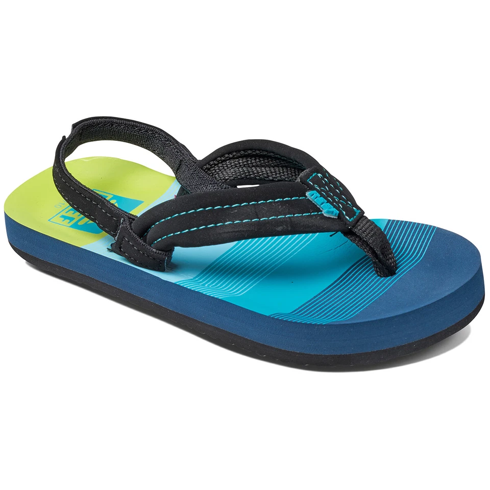 Reef Infant Toddler 3/4 Little Ahi Flip Flops Sandals Blue Black Unisex Boys - Image 1 of 1