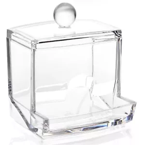 Acrylic Toothpick Holder Dispenser Organizer Clear Storage Box With Lid - Picture 1 of 6