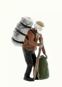 Antiguo HOBO con sus paquetes y bastón de madera escala S figura TERMINADA - Imagen 1 de 1