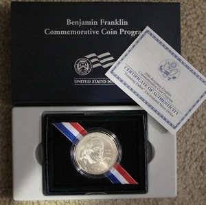 2006 BENJAMIN FRANKLIN FOUNDING FATHER COMMEMORATIVE UNCIR SILVER DOLLAR  - Bild 1 von 1