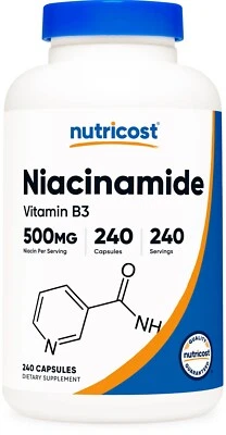 Nutricost Niacinamide (Vitamin B3) 500mg, 240 Capsules - Flush Free, Gluten Free - Image 1 of 4