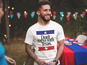 Dont Mess With Texas Logo T Shirt America USA Texan Classic Vintage Tee White - Picture 1 of 2