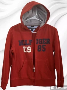 Youth Tommy HILFIGER Hoodie US 85 SzM (12-14) Red Sweatshirt Kids Full Zip EUC - Picture 1 of 16