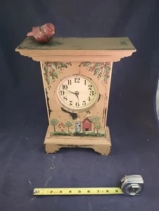 Toleware Antique Mantel Clock Folk Art Maria Kurtz Original Art Work Signed - Picture 1 of 5