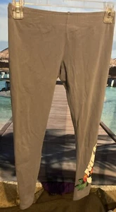 Nike Girls Leggings M Ankle With Design Down Leg Gray 92% Cotton 8% Spandex - Picture 1 of 3