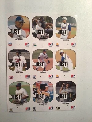 2005 Just Minors Uncut Sheet Just 9 Rookies Felix Hernandez Delmon Young Loney + - Image 1 of 2